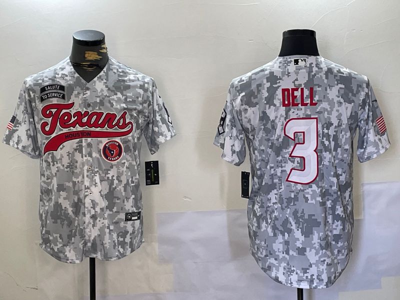 Men Houston Texans 3 Dell Nike Arctic Camo 2024 Salute to Service Limited NFL Jersey style 1